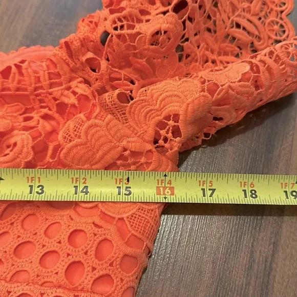 Lauren Ralph Lauren Lace Off The Shoulder Coral Color Dress, Lined Size 4 Petite - Picture 10 of 12